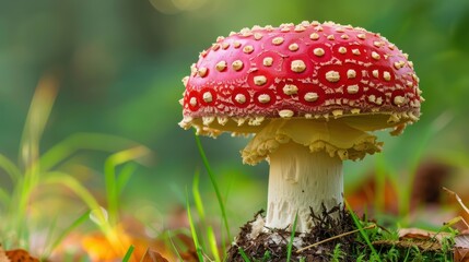 Mushroom presented on a delicate background, colorful fungi image. Background still, mushroom radiant.