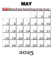 May 2025 calendar
