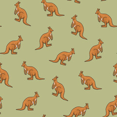 Seamless pattern with kangaroos. Vector illustration.