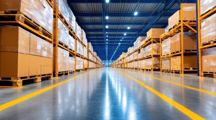 Fototapeta premium Industrial Warehouse Interior with Storage Racks