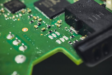 close up of computer circuit board