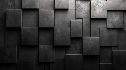 Abstract background of black square tiles.