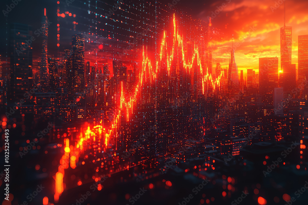 Poster a stock photo of a graph with a steep decline, representing a severe financial crash. concept of bus