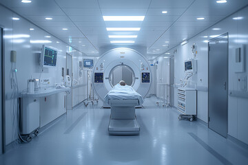 Obraz premium A stock photo of a doctor consulting with a patient in a hospital room, representing healthcare services. Concept of health.