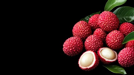 Fresh Cut Lychees with Glossy Juicy Flesh