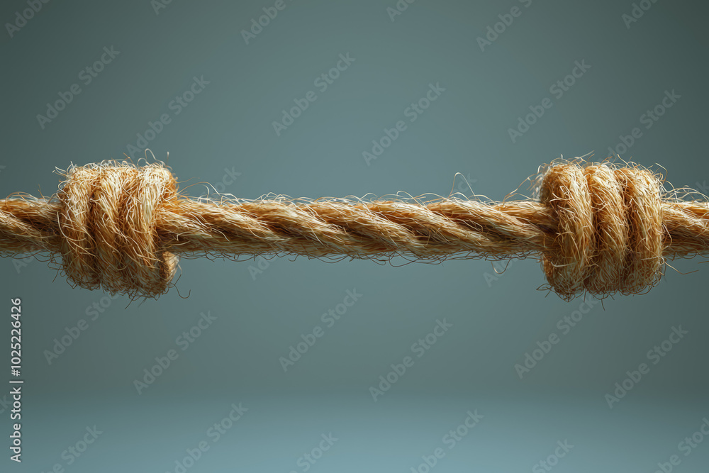 Poster a single piece of string stretched across a blank space, symbolizing tension and connection. concept