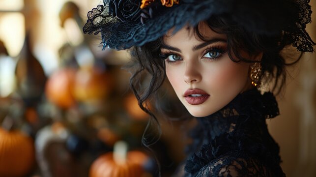 portrait of woman on Halloween masquerade
