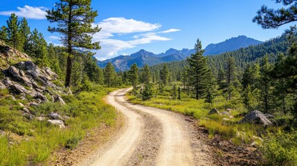 Winding Dirt Road Through Scenic Mountain Landscape