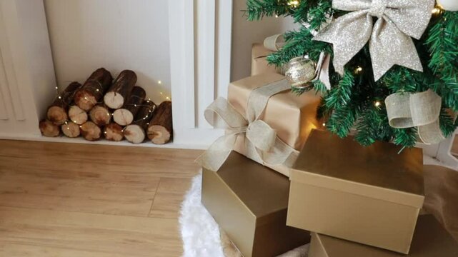 arvore e docora&ccedil;&atilde;o de natal com presentes 