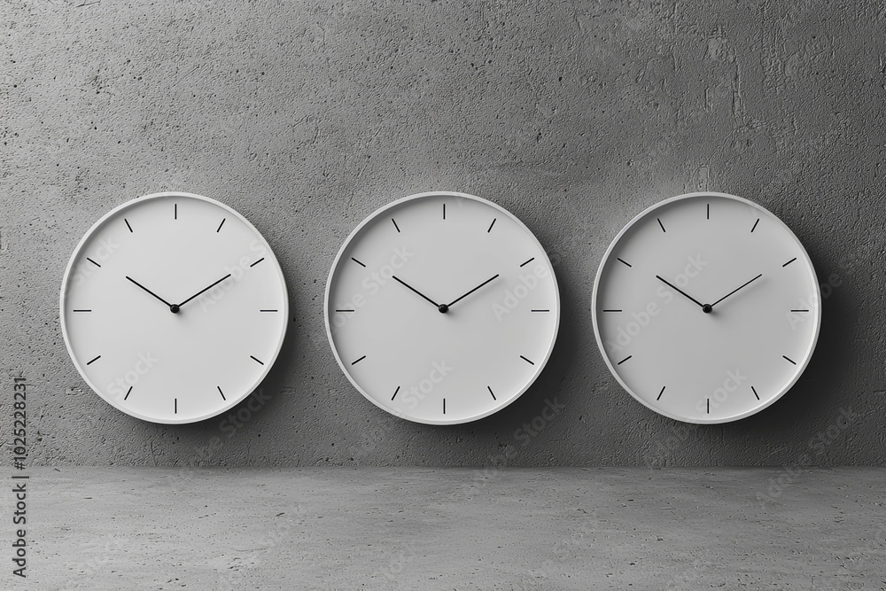 Poster a plain white clock with no numbers, representing the abstract nature of time. concept of minimalism