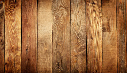 Background of old wooden planks in brown-gold tones with a rustic weathered finish, arranged vertically