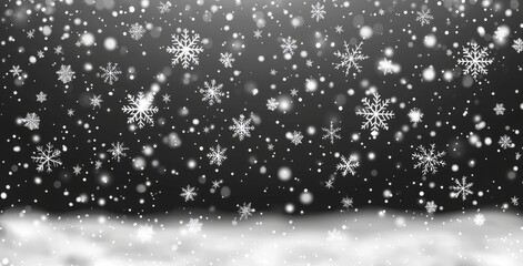 Obraz premium Isolated on a transparent background, this is a seamless realistic falling snow or snowflakes.