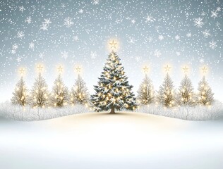 Obraz premium Pine trees forest landscape for winter Christmas background.