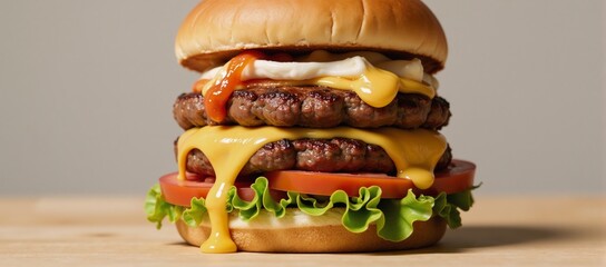 Savory cheeseburger with tantalizing melty cheese drizzle