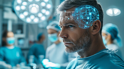 Innovative brain implant surgery in modern operating room setting