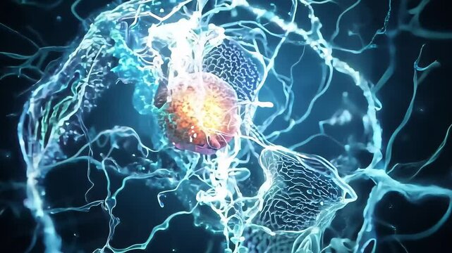 In a captivating illustration, a cancer cell is depicted interacting within its surrounding environment.