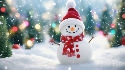 The Cheerful Snowman in Winter