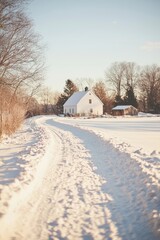 Ohio amish home on a snowy hill in winter | Holmes county