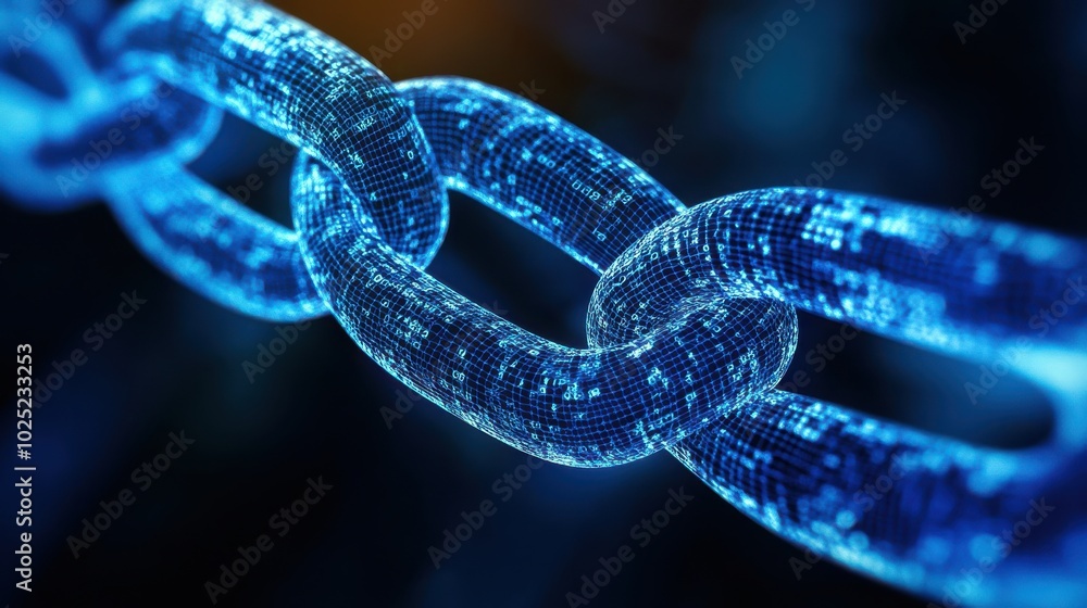 Poster digital blockchain network connection concept