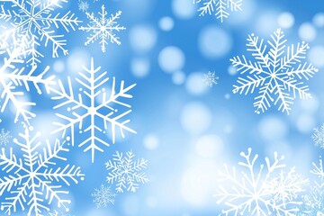 An image of a winter wonderland with falling snowflakes and bokeh lights in the background.