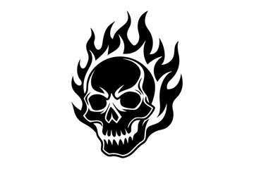 Skull with flames, burning skull, fire skull icon Vector