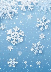 Decorative illustration of Christmas Winter Background. Christmas White Blue - Empty Background Portrait.