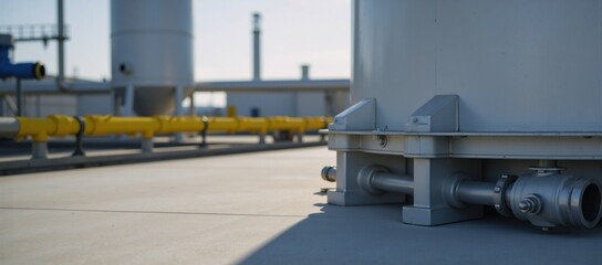 Naklejka premium Close-up view of hydrogen storage hubs clean and modern infrastructure within an industrial energy setting