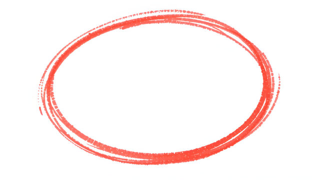 Set scribble circle, red marker isolated on white background isolated with white highlights, png
