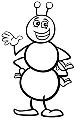funny cartoon ant insect animal character coloring page