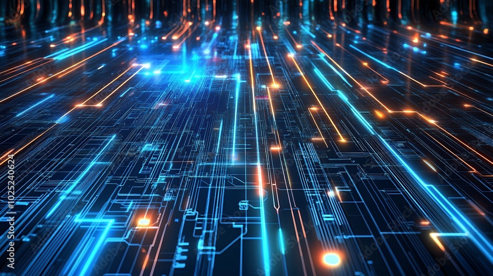 Poster abstract digital network with glowing lines