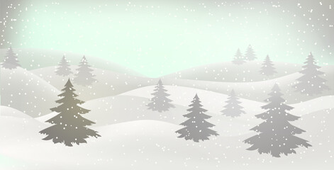 Winter landscape. Christmas card. Happy New Year card. A Christmas winter landscape with drifts of snow. 3D realistic snow background. Snow drifts isolated on hilly background. Christmas Vector illust