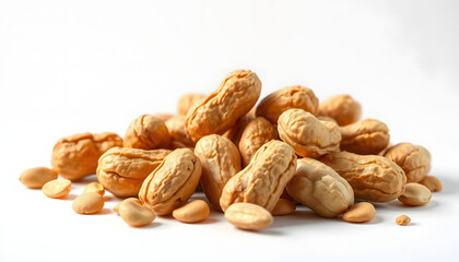 Obraz premium Tasty sweet roasted peanuts as a background isolated with white highlights, png