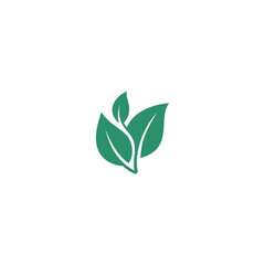 Abstract three leaf logo. leaf icon dynamic green color, plant