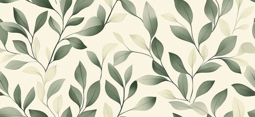 Seamless leaf pattern. Elegant grey green leaf background. Luxurious botanical texture