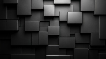 Abstract background with a wall of black, 3D squares.