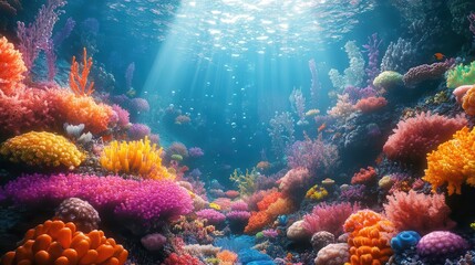 Obraz premium A mesmerizing side view of a vibrant underwater research scene