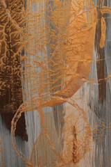 Art Watercolor and Acrylic brushstroke smear blot painting wall. Abstract texture gold, bronze,...