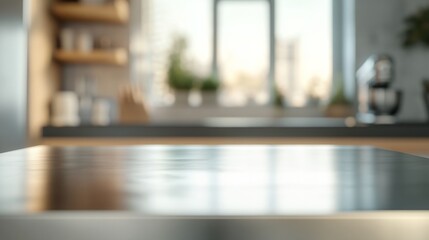 Fototapeta premium Close Up Kitchen Table With Blurred Background generative ai