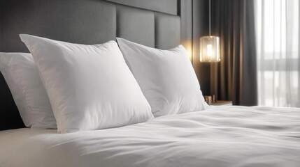 White pillow bed inside the bedroom house generative ai