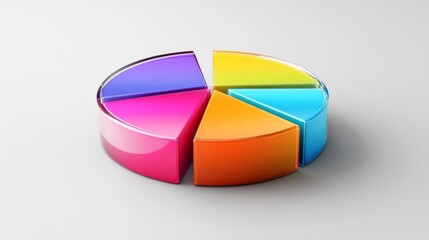 Fototapeta premium Colorful 3D pie chart with solid grey background generative ai