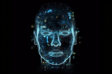 Digital Human face. Concept of advanced technology and artificial intelligence