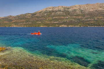 Obraz premium The old town on the island of Korcula, the city where the famous discoverer Makro Polo was born and lived 