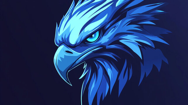 Blue Eagle Head Illustration  Predatory Bird  Sharp Eyes  Digital Art