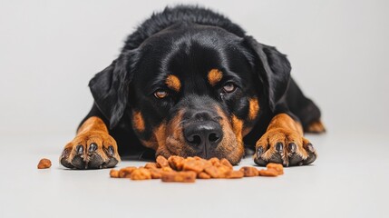 Obraz premium Dog with food on a white background