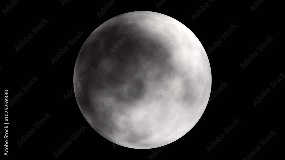 Poster sphere or round moon shape animation isolated on black background