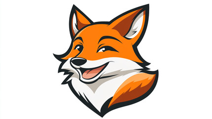 Obraz premium Cartoon Fox Head Mascot Illustration Happy Animal Logo Design Cute White Background