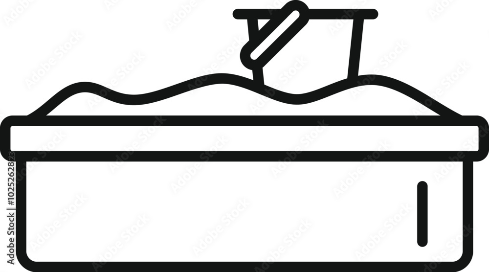 Poster simple vector of a sandbox with a bucket and shovel for children playing in the sandbox