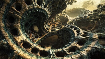 A Twisted, Cave-Like Rock Formation With Numerous Holes