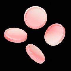 3d pink  rendering gradient peach pink  isolated coins set