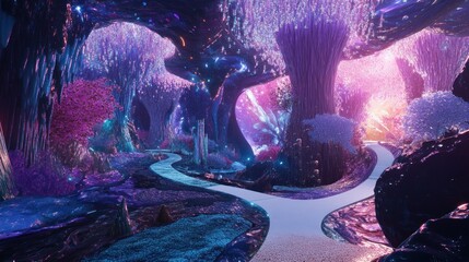 A Glittering Path Through a Dreamlike Crystal Cave